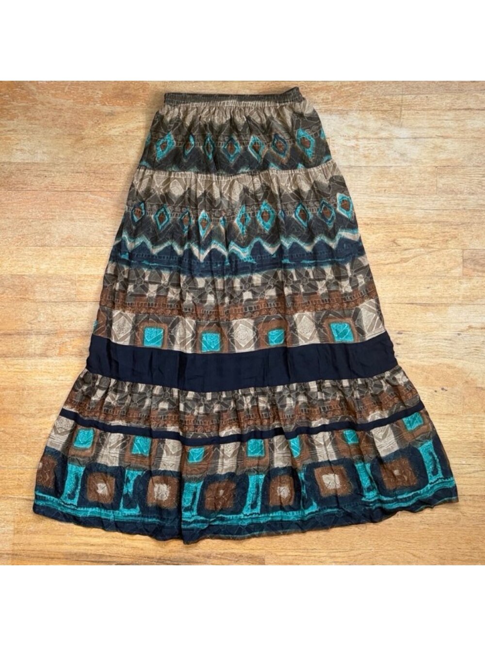 Vintage Tiered Boho Maxi Skirt Size XS/Small (4) 25-27" Waist Carole Little
